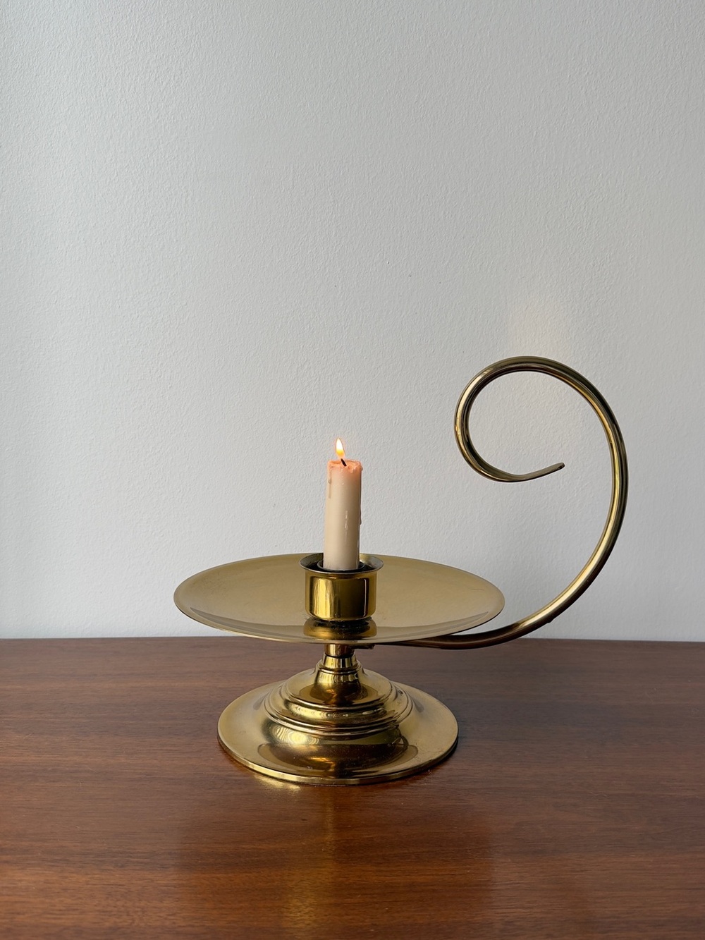 Baldwin Brass Chamberstick Candle Holder w Swirl Handle